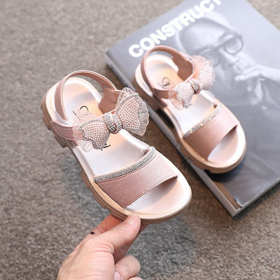 Παιδικά σανδάλια με κορδέλα και επίπεδη σόλα