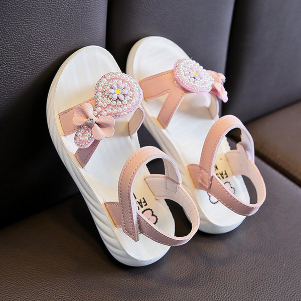 Sandale pentru copii din piele ecologica cu perle si autocolante