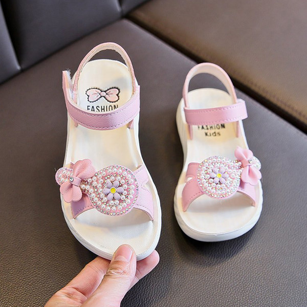 Sandale pentru copii din piele ecologica cu perle si autocolante