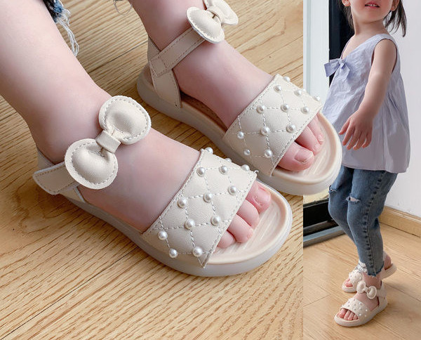 Sandale pentru copii cu perle in doua culori
