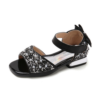 Sandale actuale pentru copii cu perle și efect strălucitor
