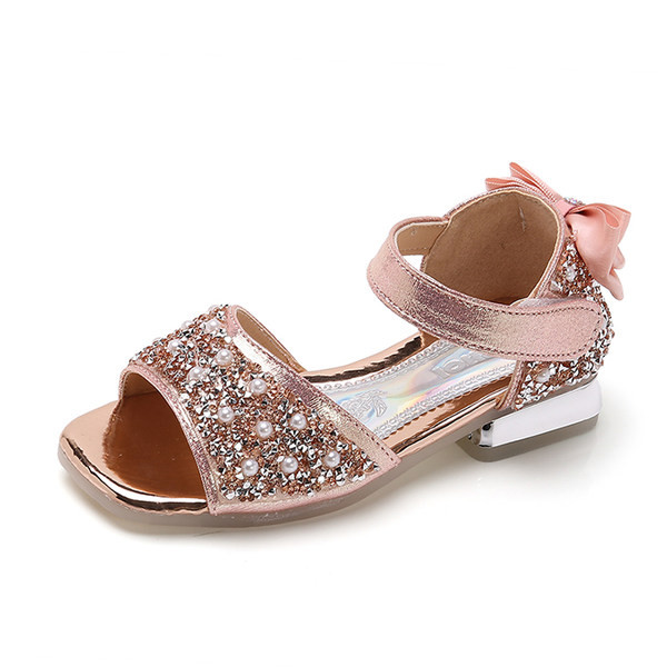 Sandale actuale pentru copii cu perle și efect strălucitor