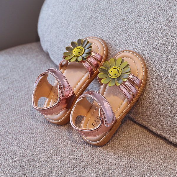 Sandale pentru copii cu floare 3D și talpă plată