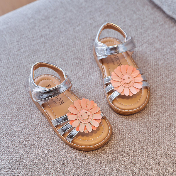Sandale pentru copii cu floare 3D și talpă plată