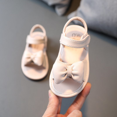 Sandale pentru copii din piele ecologica cu panglica si sticker