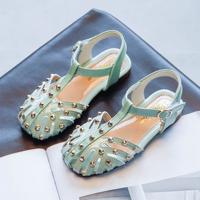 Sandale moderne din piele artificială cu carouri metalice