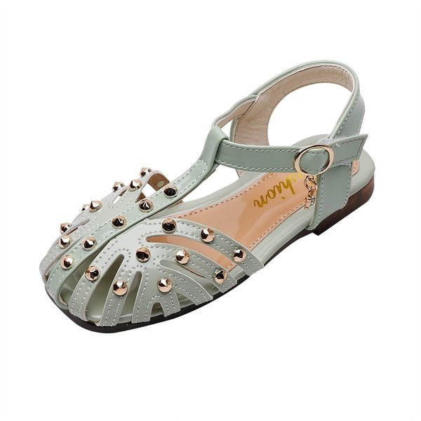 Sandale moderne din piele artificială cu carouri metalice