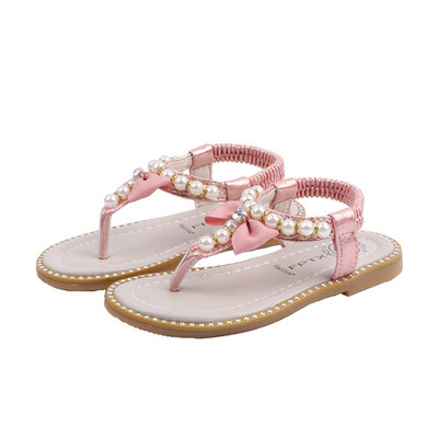 Sandale moderne pentru copii cu panglică și perle - pentru fete