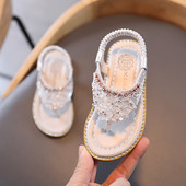 Sandale pentru copii actuale cu pietre și talpă plată