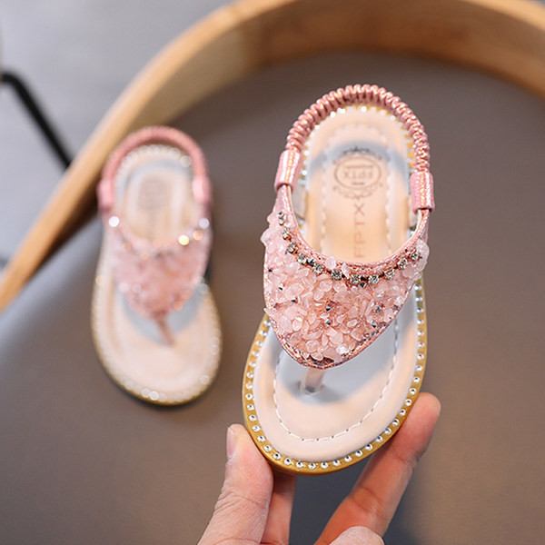 Sandale pentru copii actuale cu pietre și talpă plată