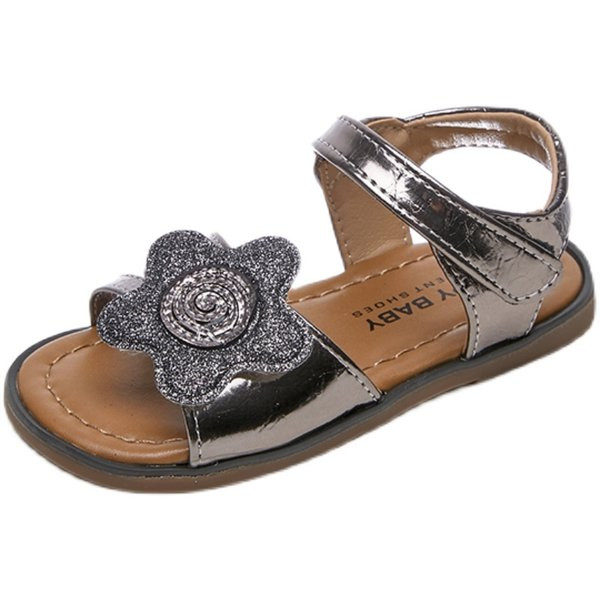 Sandale pentru copii cu plasture și decor 3D și talpă plată