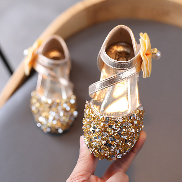 Sandale moderne pentru copii cu flori 3D și pietre