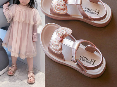 Model nou de sandale pentru fete pentru copii cu panglica si perle