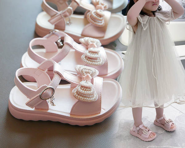 Model nou de sandale pentru fete pentru copii cu panglica si perle