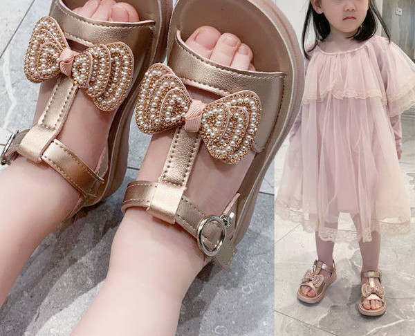 Model nou de sandale pentru fete pentru copii cu panglica si perle