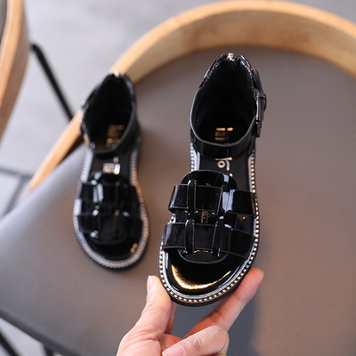 Sandale pentru copii cu cataramă din imitație de piele și talpă plată