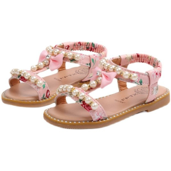Sandale pentru copii cu panglica si perle potrivite pentru fete