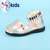 Sandale pentru fete din piele ecologica cu bareta la glezna si inchidere cu velcro