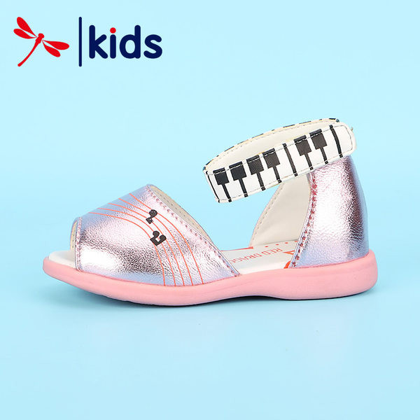 Sandale pentru fete din piele ecologica cu bareta la glezna si inchidere cu velcro