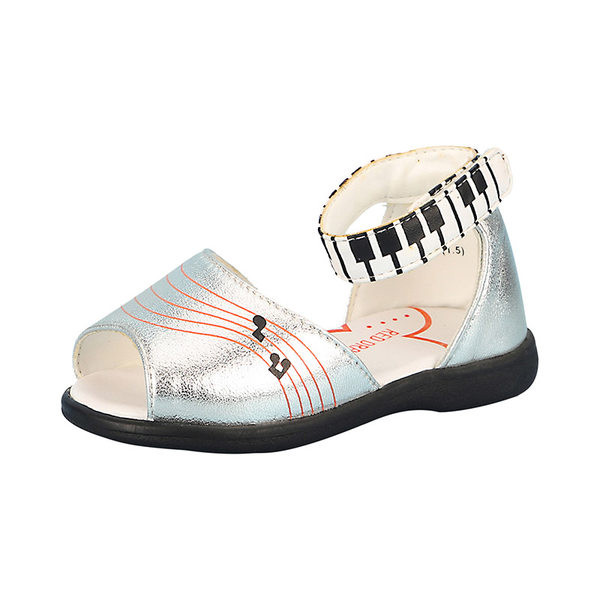 Sandale pentru fete din piele ecologica cu bareta la glezna si inchidere cu velcro