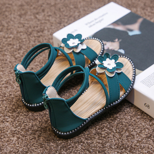 Sandale moderne pentru copii cu floare si fermoar