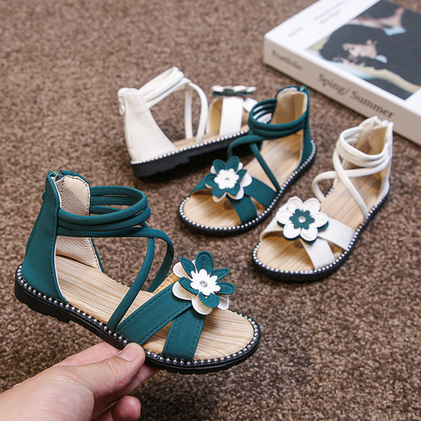Sandale moderne pentru copii cu floare si fermoar