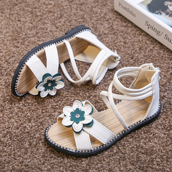 Sandale moderne pentru copii cu floare si fermoar