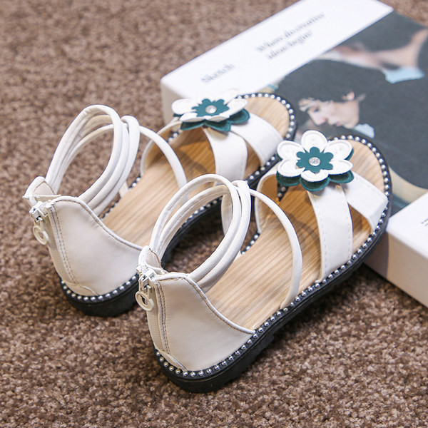 Sandale moderne pentru copii cu floare si fermoar