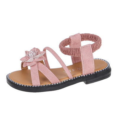 Sandale actuale cu o floare și o talpă plată - pentru fete