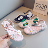 Sandale pentru copii cu floare și talpă plată