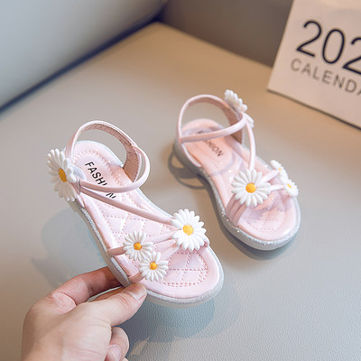 Sandale pentru copii cu floare și talpă plată