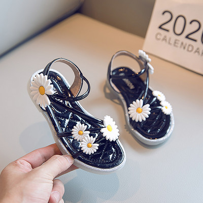 Sandale pentru copii cu floare și talpă plată