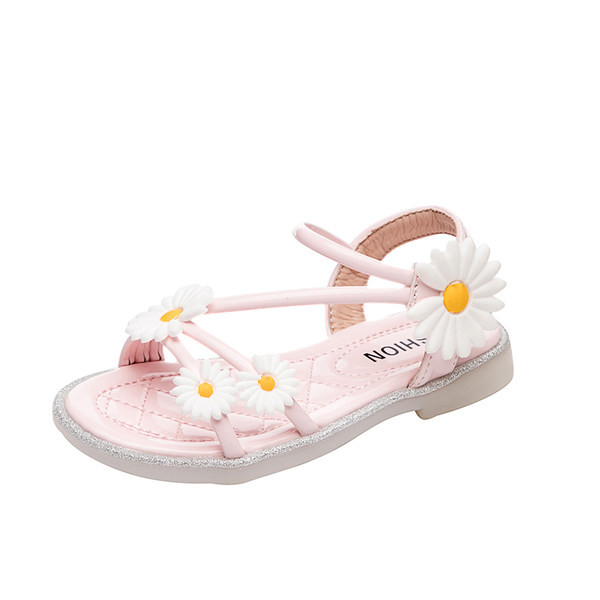 Sandale pentru copii cu floare și talpă plată