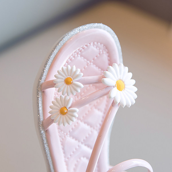 Sandale pentru copii cu floare și talpă plată