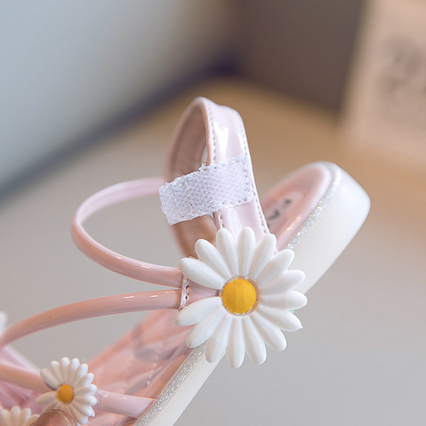 Sandale pentru copii cu floare și talpă plată