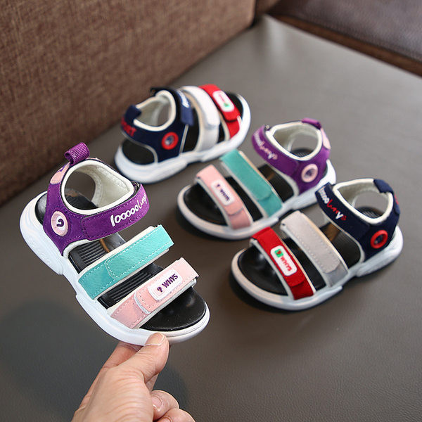Sandale casual colorate pentru copii cu petice și talpă plată