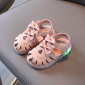 Sandale luminoase pentru copii cu panglici si autocolante