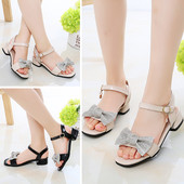 Model nou de sandale pentru copii cu panglica si toc pentru fete