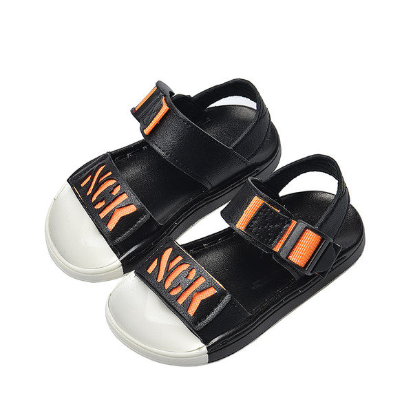 Sandale pentru copii cu inscripție verde și negru