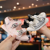 Sandale copii in carouri cu adezivi si talpa plata