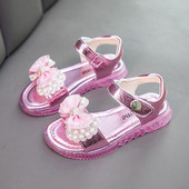 Sandale pentru copii actuale cu panglici și perle