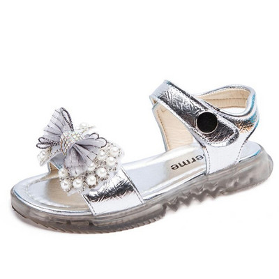 Sandale pentru copii actuale cu panglici și perle