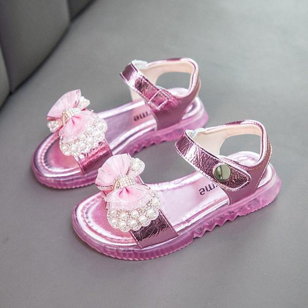 Sandale pentru copii actuale cu panglici și perle