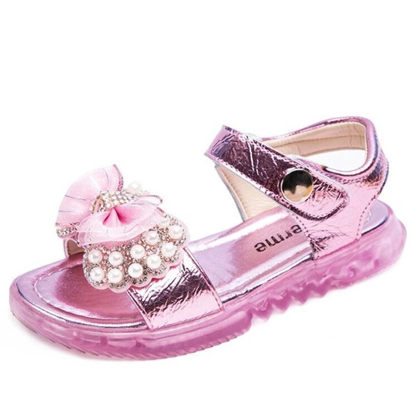 Sandale pentru copii actuale cu panglici și perle