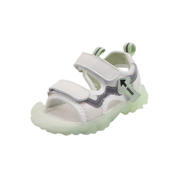 Sandale casual pentru copii cu petice și talpă aspră în verde și roz