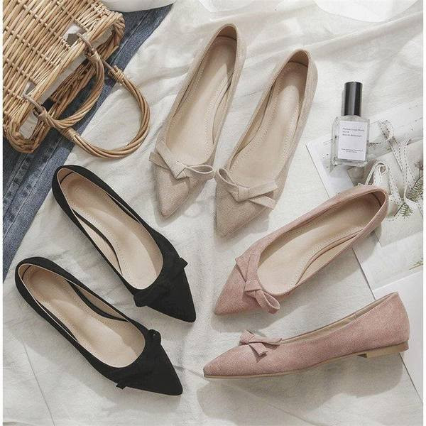 Pantofi casual dama model ascutit cu panglica in doua culori