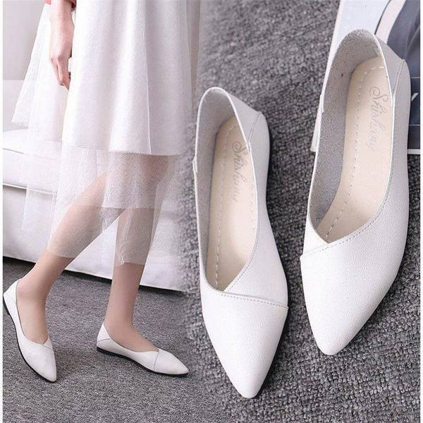 Pantofi casual dama model ascutit cu talpa plata