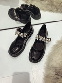 Pantofi casual dama cu decor cu pietre - culoare neagra