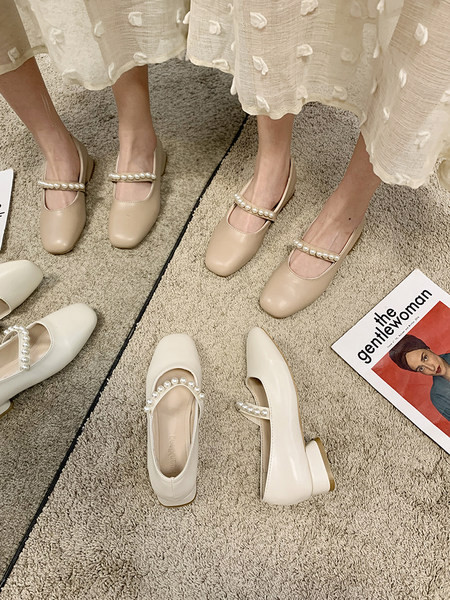 Pantofi casual dama din piele cu decor de perle