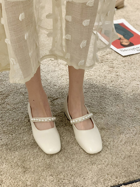 Pantofi casual dama din piele cu decor de perle